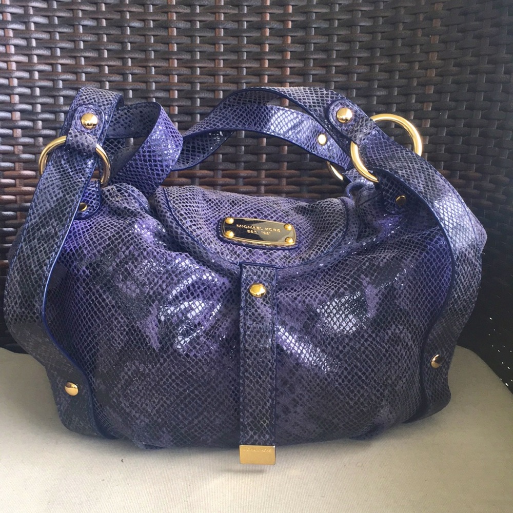 Michael Kors Purple Snakeskin Python Leather Tote - image 1